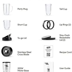 Magic Bullet Blender 11-Piece Set – Compact Silver Blender for Home & Kitchen