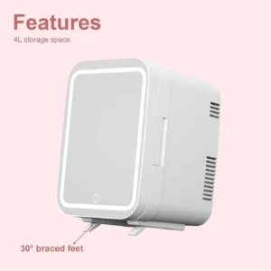 Cooseon 4L Mini Beauty Fridge with Mirror – Skincare & Makeup Refrigerator, AC/DC Heated & Cooling for Home, Car & Travel