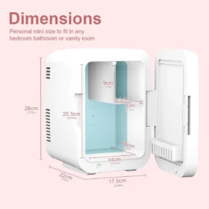 Cooseon 4L Mini Beauty Fridge with Mirror – Skincare & Makeup Refrigerator, AC/DC Heated & Cooling for Home, Car & Travel