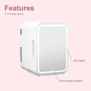 Cooseon 4L Mini Beauty Fridge with Mirror – Skincare & Makeup Refrigerator, AC/DC Heated & Cooling for Home, Car & Travel