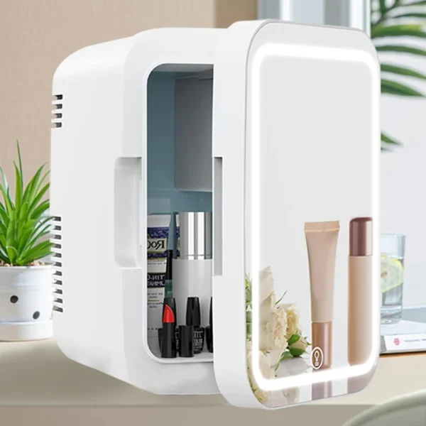 Cooseon 4L Mini Beauty Fridge with Mirror – Skincare & Makeup Refrigerator, AC/DC Heated & Cooling for Home, Car & Travel