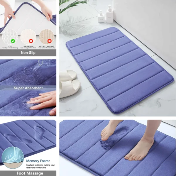 Super Absorbent Memory Foam Bath Mat – Non-Slip Bathroom Rug for Shower, Tub, and Floor