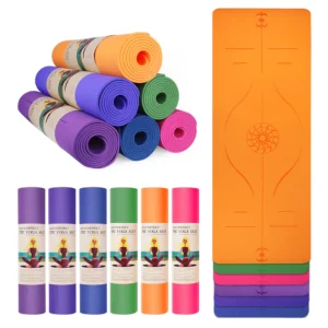 Non Slip Yoga Mat - Body Alignment System SGS Certified TPE Material-Textured Optimal Cushioning Eco Friendly Exercise Mat