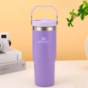 30OZ Insulated Water Bottle with Lid & Straw & Handle Travel Car Thermal Coffee Car Cup Stainless Steel for Cold Hot Beverages