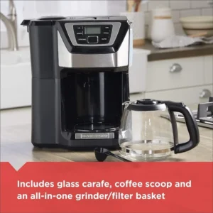 BLACK & DECKER 12-Cup Mill & Brew Coffee Maker – Programmable with Built-in Grinder & Sneak-A-Cup Feature