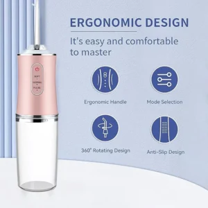 USB Rechargeable Water Flosser – Portable Oral Irrigator with 4 Nozzles & 200ML Tank