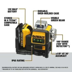 DEWALT DW089LG 360° Green Laser Level with 12V Lithium Battery