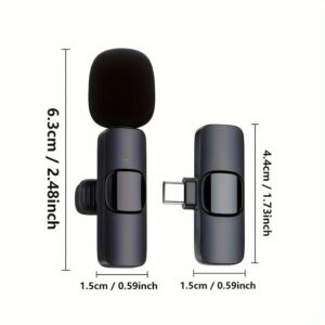 2-Pack Compact Wireless Lavalier Microphone (Type-C) for iPhone & Android - Noise-Canceling, Plug-and-Play