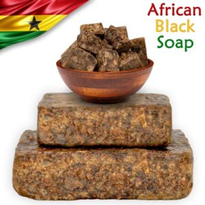 Raw African Black Soap 5 lbs Bulk Bars - 100% Pure & Natural from Ghana for Acne, Eczema, Psoriasis, Dry Skin, Scars & Dark Spots - Effective for Pimples & Blackheads