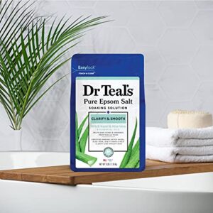 Dr Teal's Pure Epsom Salt Soak - Clarify & Smooth with Witch Hazel & Aloe Vera (3 lbs, Pack of 4)