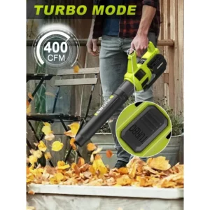 Cordless Leaf Blower with 2 Batteries & Fast Charger – 400CFM 21V, Variable Speed & Turbo Mode for Lawn and Yard Care