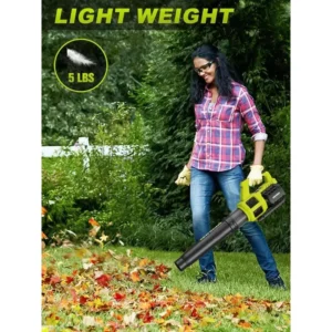 Cordless Leaf Blower with 2 Batteries & Fast Charger – 400CFM 21V, Variable Speed & Turbo Mode for Lawn and Yard Care