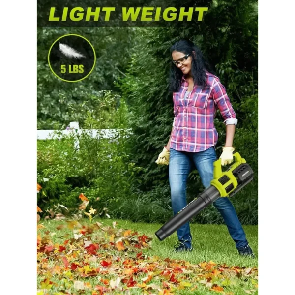 Cordless Leaf Blower with 2 Batteries & Fast Charger – 400CFM 21V, Variable Speed & Turbo Mode for Lawn and Yard Care