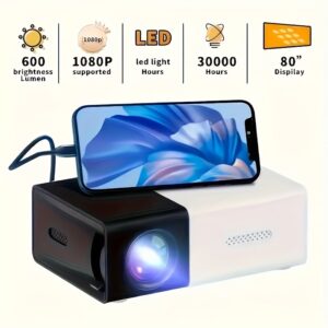 3000+ Lumens HD Mini Projector – Portable, 3D Supported, Home Theater & Outdoor Camping Essential